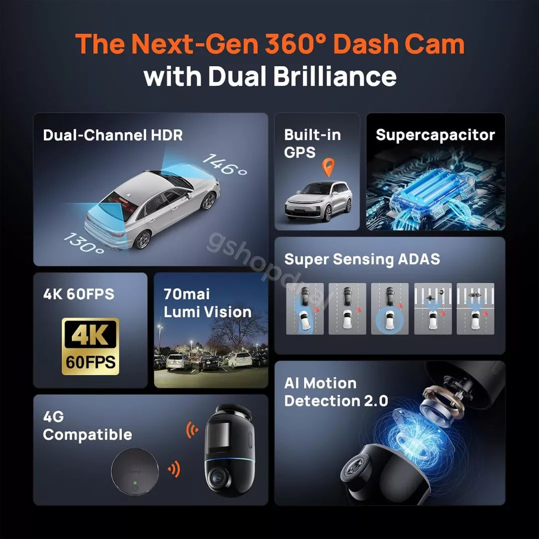 Kamere per makine 70mai Dash Cam 4K X800-2 Set Omni HDR ne shitje