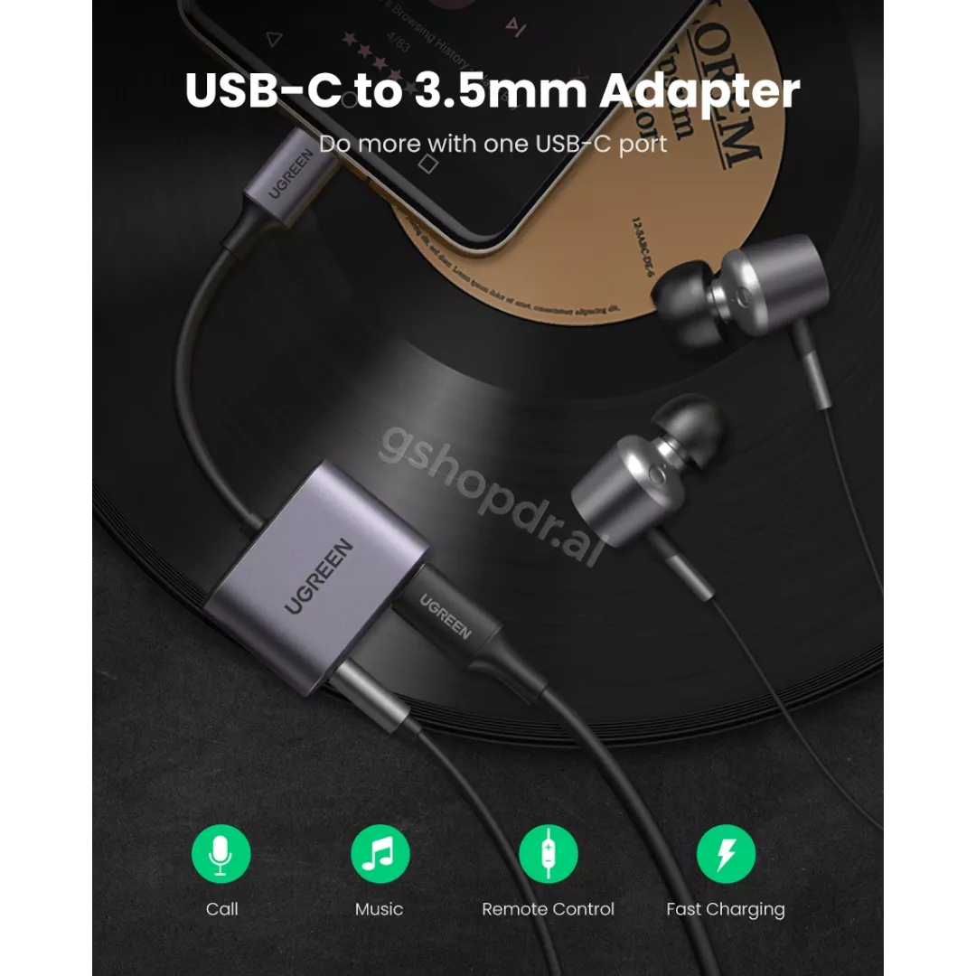Adapter Audio USB-C ne AUX dhe USB-C Ugreen CM231 cmimi tirane