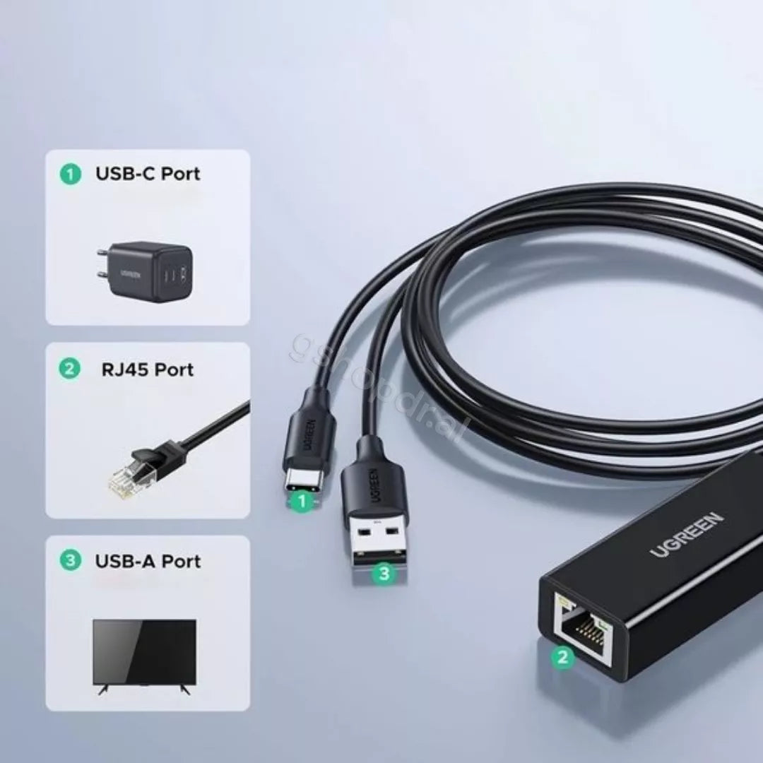 Adaptor Ethernet USB-C ne RJ45 100Mbps Ugreen CR110