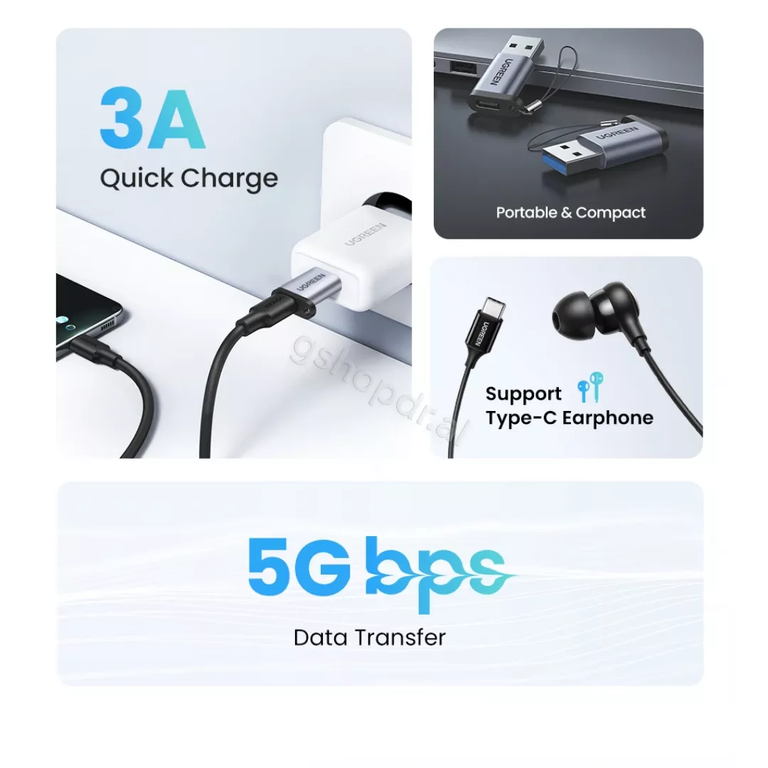 Adaptor USB-A 3.0 (M) ne USB-C (F) Ugreen US276 ne shitje
