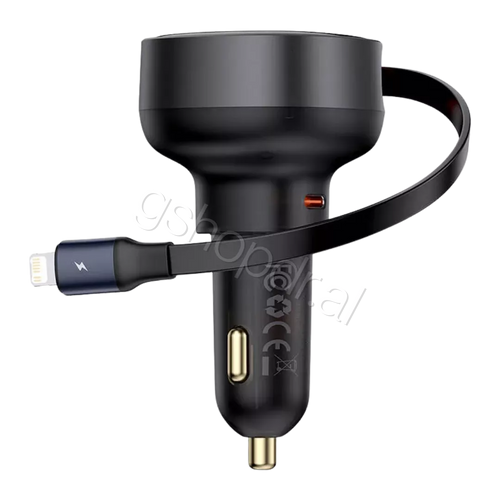 Baseus Enjoyment Pro Car Charger C+Retractable iP Cable 55W