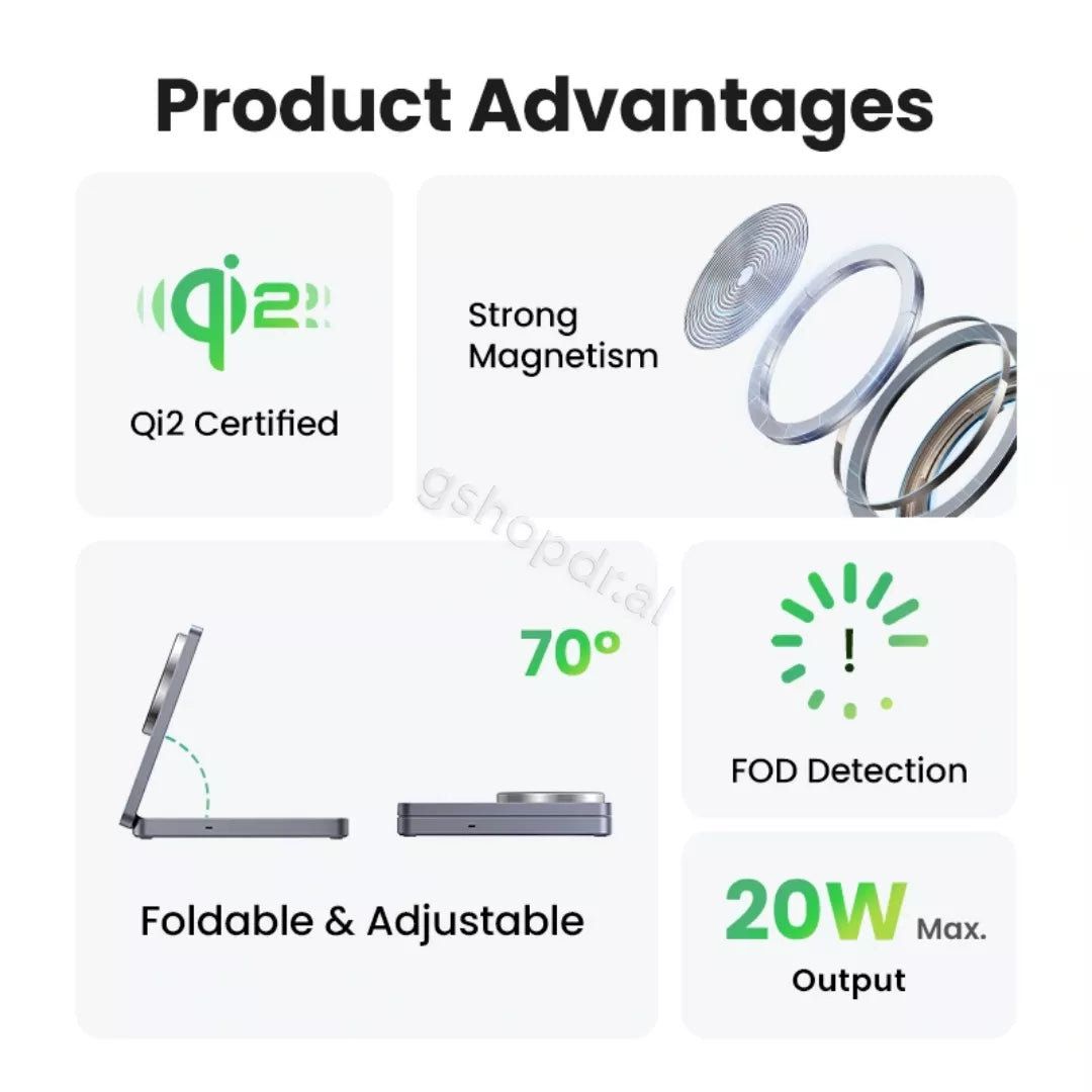 Karikues Wireless Magnetik UGREEN 2-in-1 Qi2 W706 – 45023 tirane