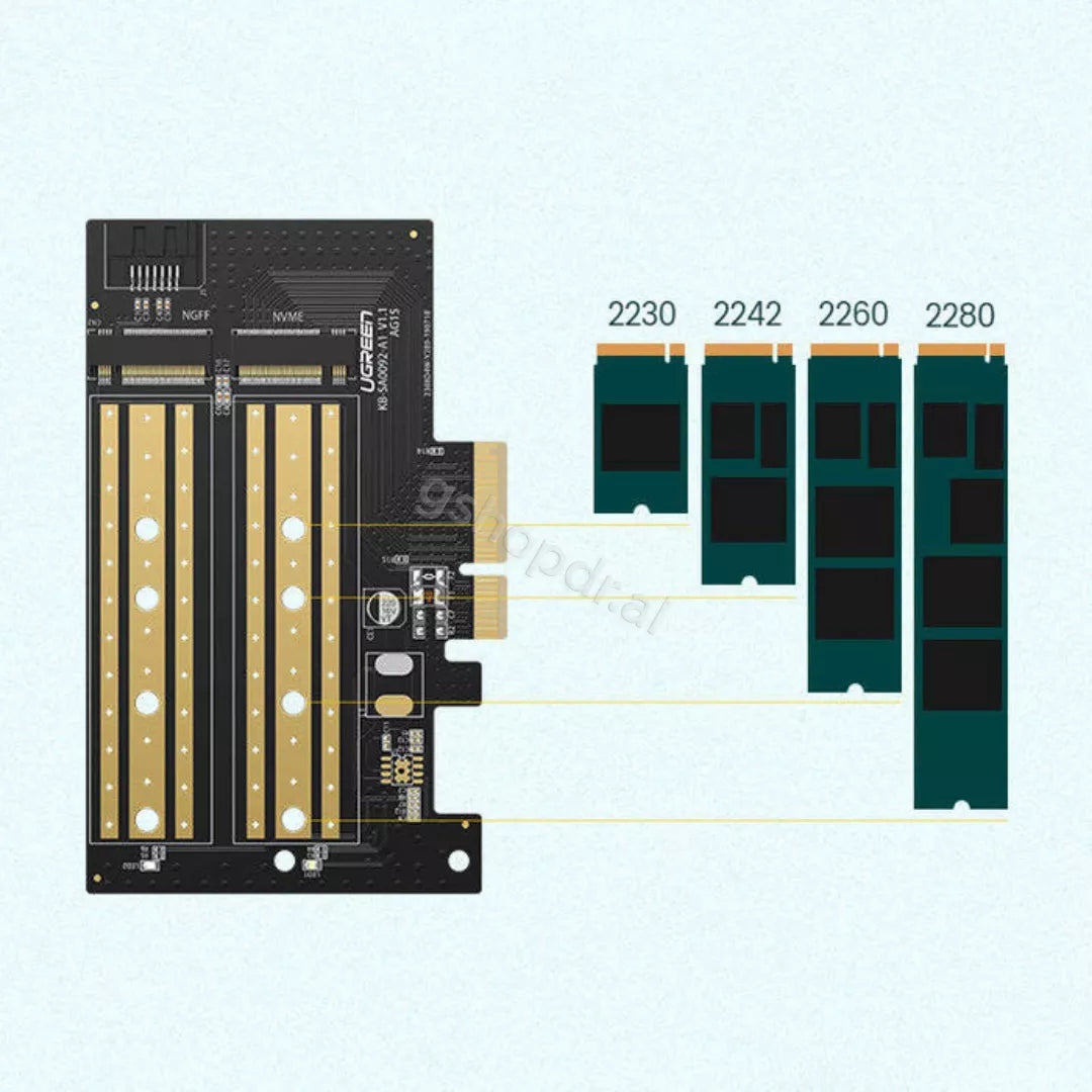 Karte Zgjeruese PCle 3.0 x 4 ne SSD M.2 M-Key B-Key Ugreen CM302 cmimi tirane
