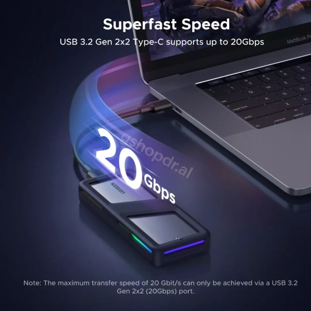 Mbajtese per SSD M.2 NVMe RGB Lighting Aluminum Alloy 20Gbps Ugreen CM777 – 25665 cmimi