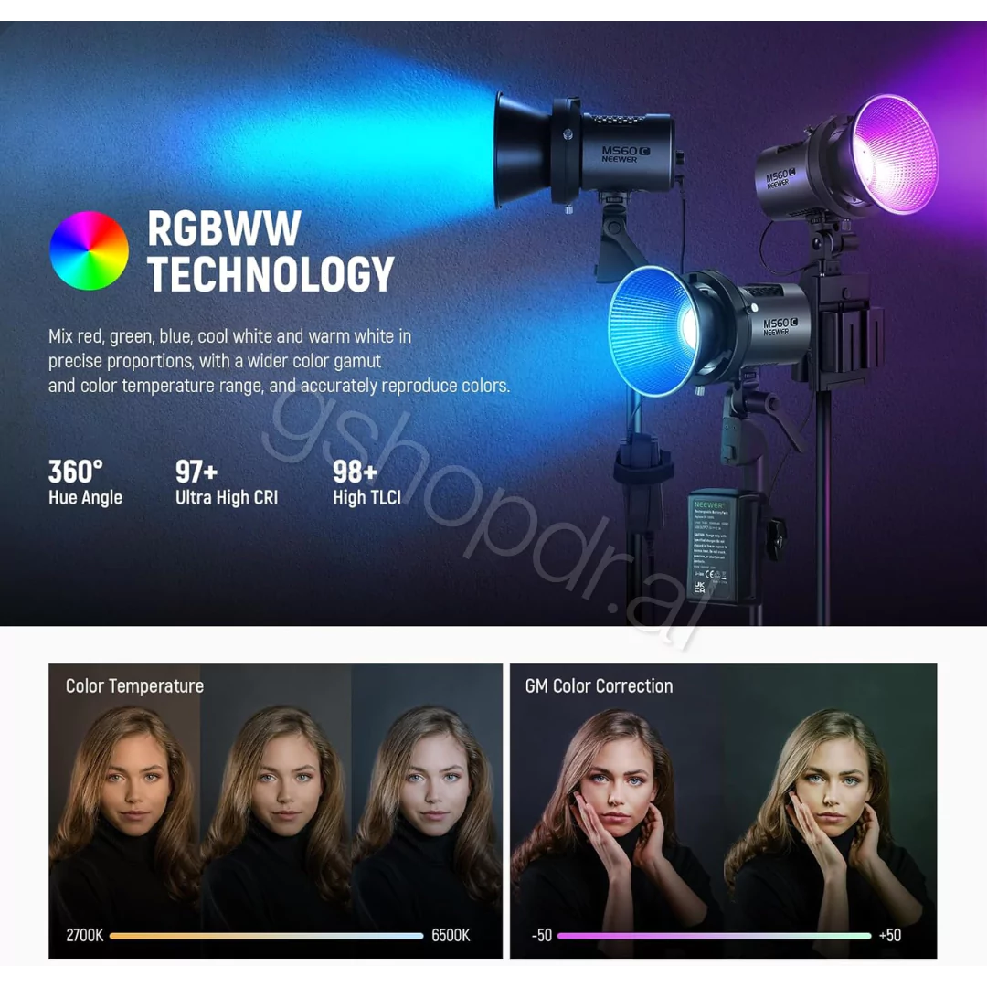 NEEWER MS60C RGB LED Video Light Handheld Spotlight