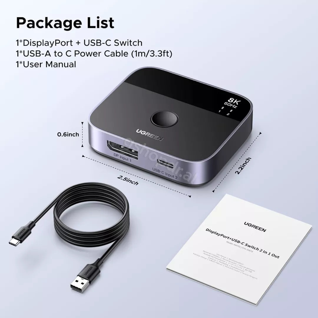 Switch 2 Ne 1 DisplayPort Ne USB-C Ugreen AW701 65878 cmimi tirane