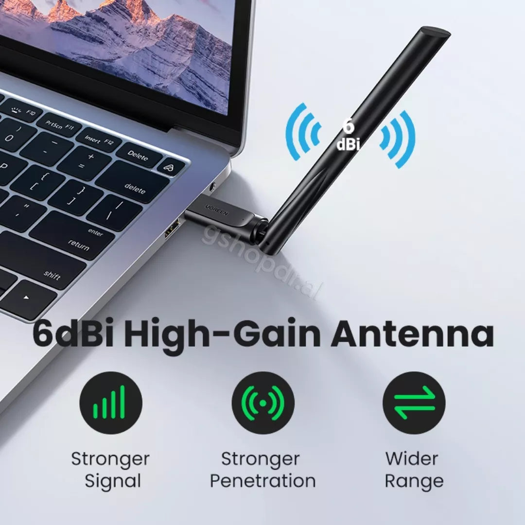 UGREEN AC650 High-Gain Dual Band Wireless USB Wi-Fi Adapter – CM496 – 90339
