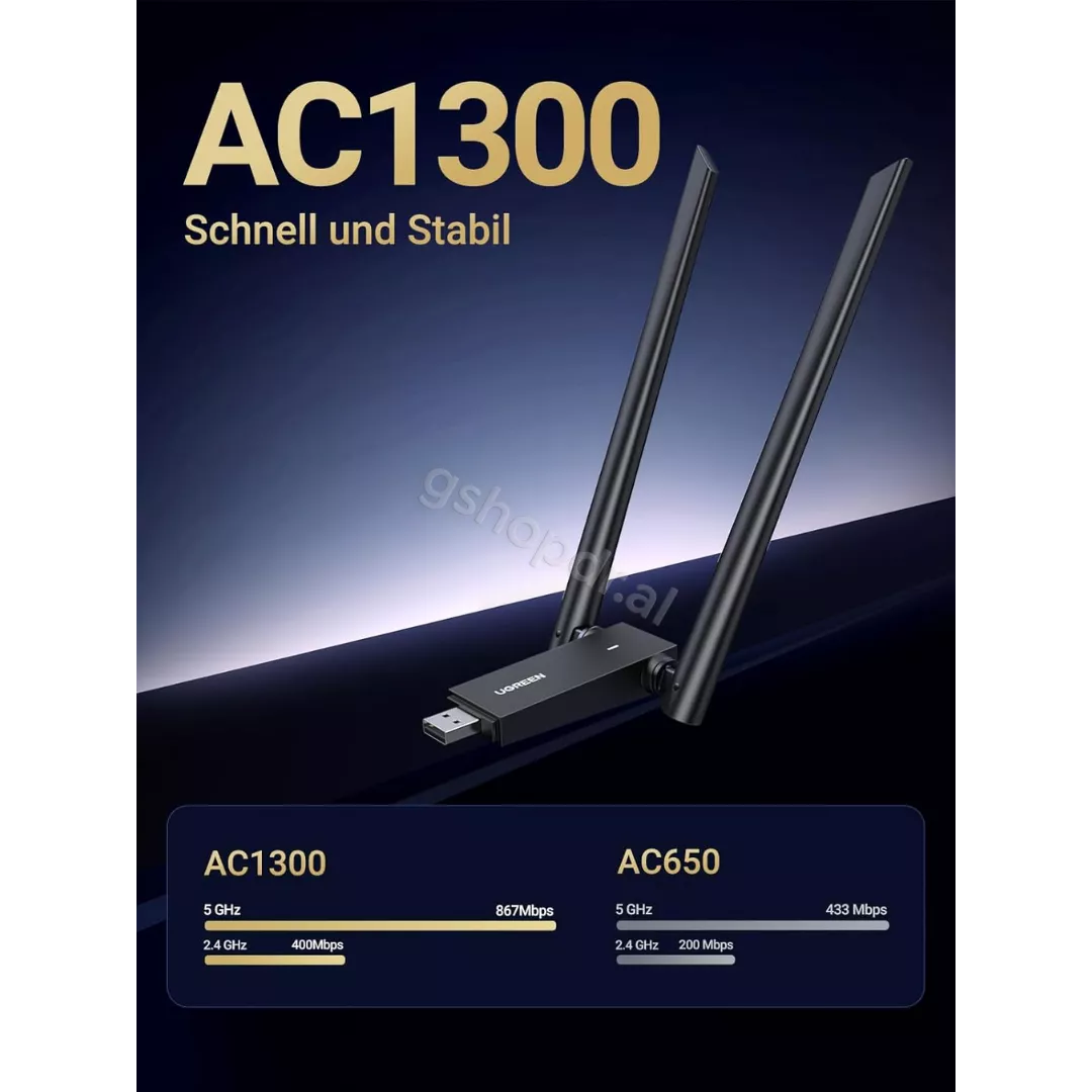 UGREEN USB WiFi Adapter, AC1300 Dual Pand 11AC cmimi