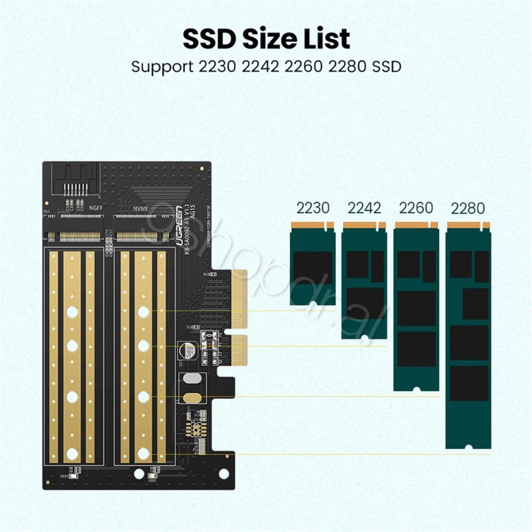 Ugreen M.2 SATA + M.2 NVMe to PCl-E 3.0 x 4 Expansion Card 70504 Tirane