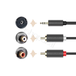 Kabllo audio UGREEN 3.5mm Mashkull në 2 RCA Mashkull 2m AV102 Tirane