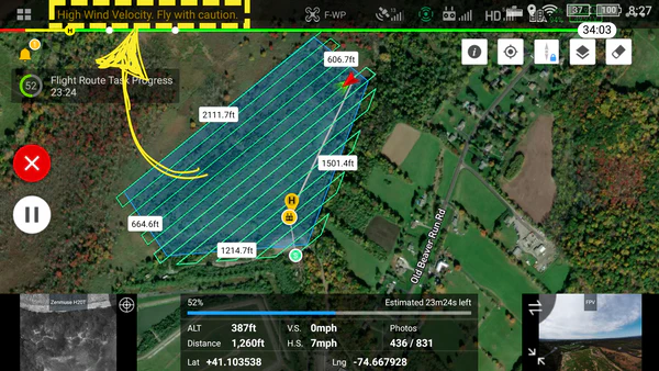 Moti gjate fluturimit me dron