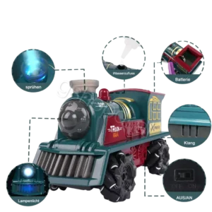 Remote Control Train Toy With Spray Sound & Light - lodra per femije