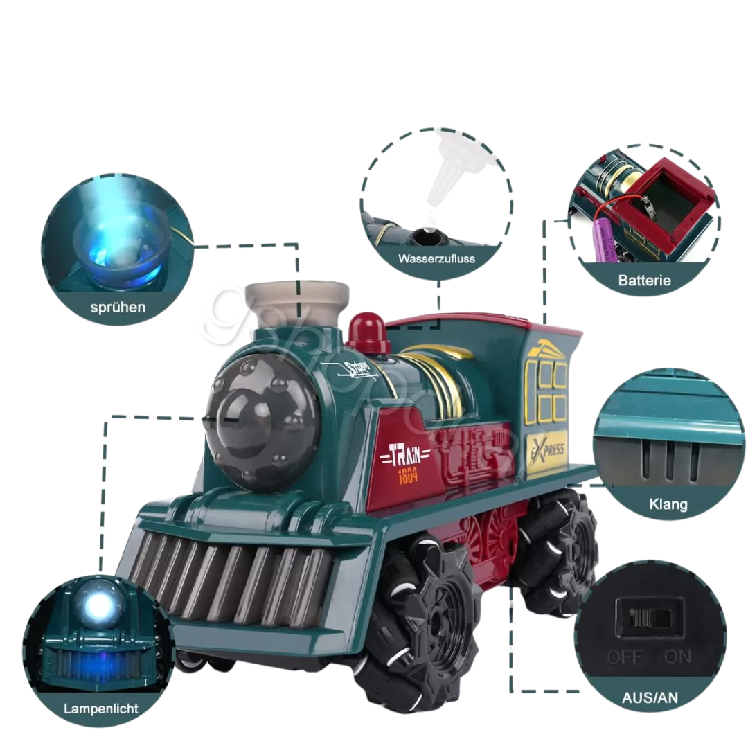 Remote Control Train Toy With Spray Sound & Light - lodra per femije