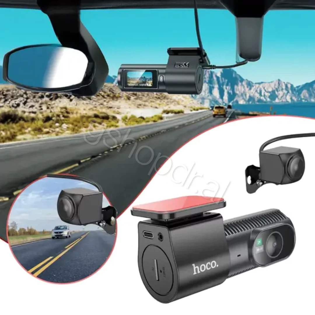 hoco DV8 Dual Dash 2K Camera (1) Kamere per makine Hoco DV8 Dual Dash 2K Camera Durres