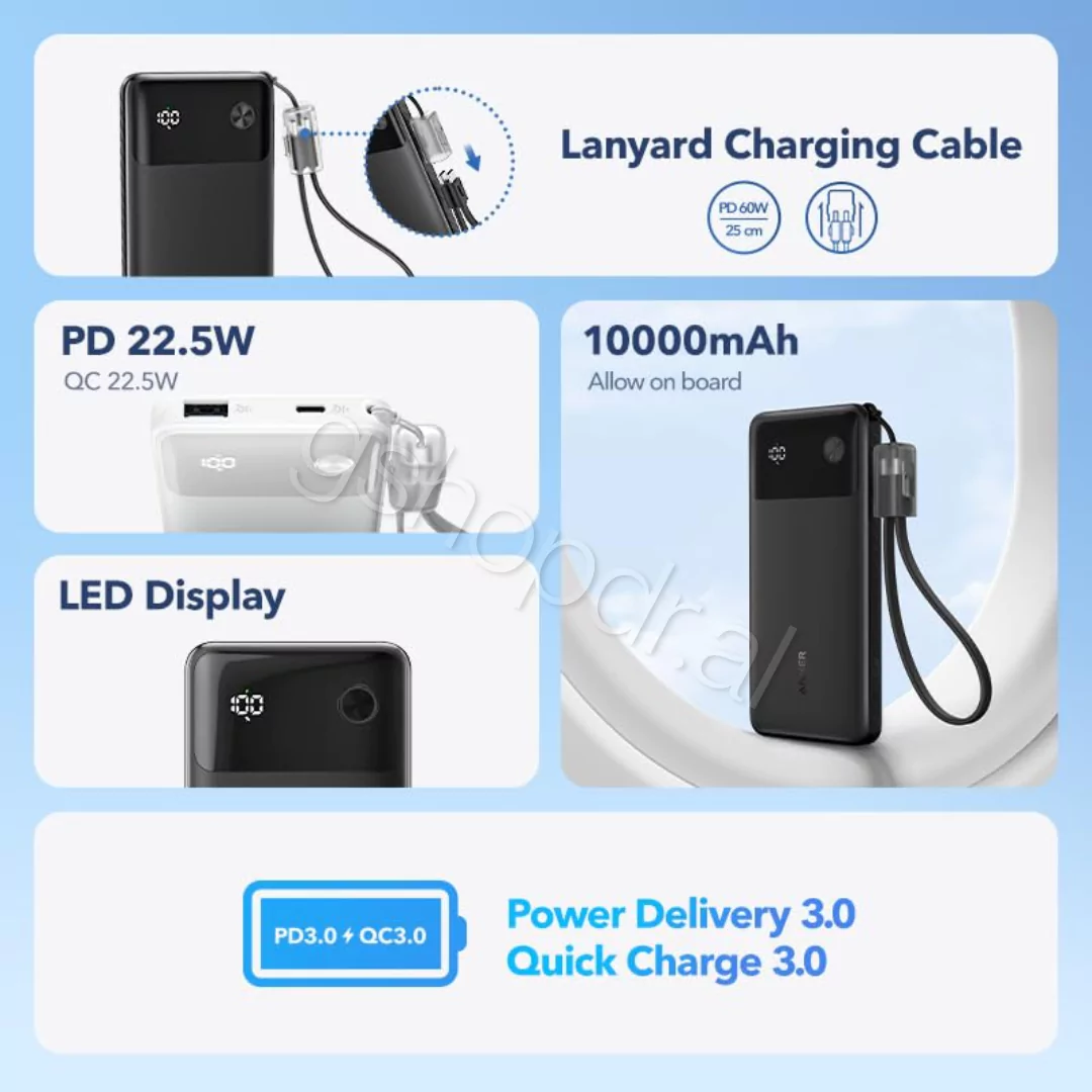 Anker Power Bank 10000mAh 22.5W Tirane