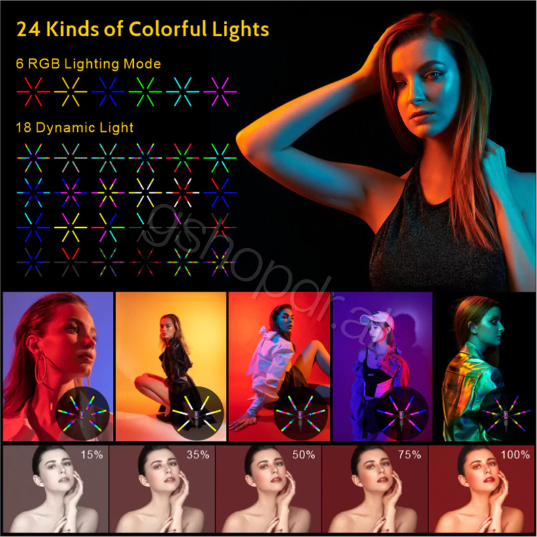 Tripod profesional Me 6 Drita LED Te Palosshme S6 RGB