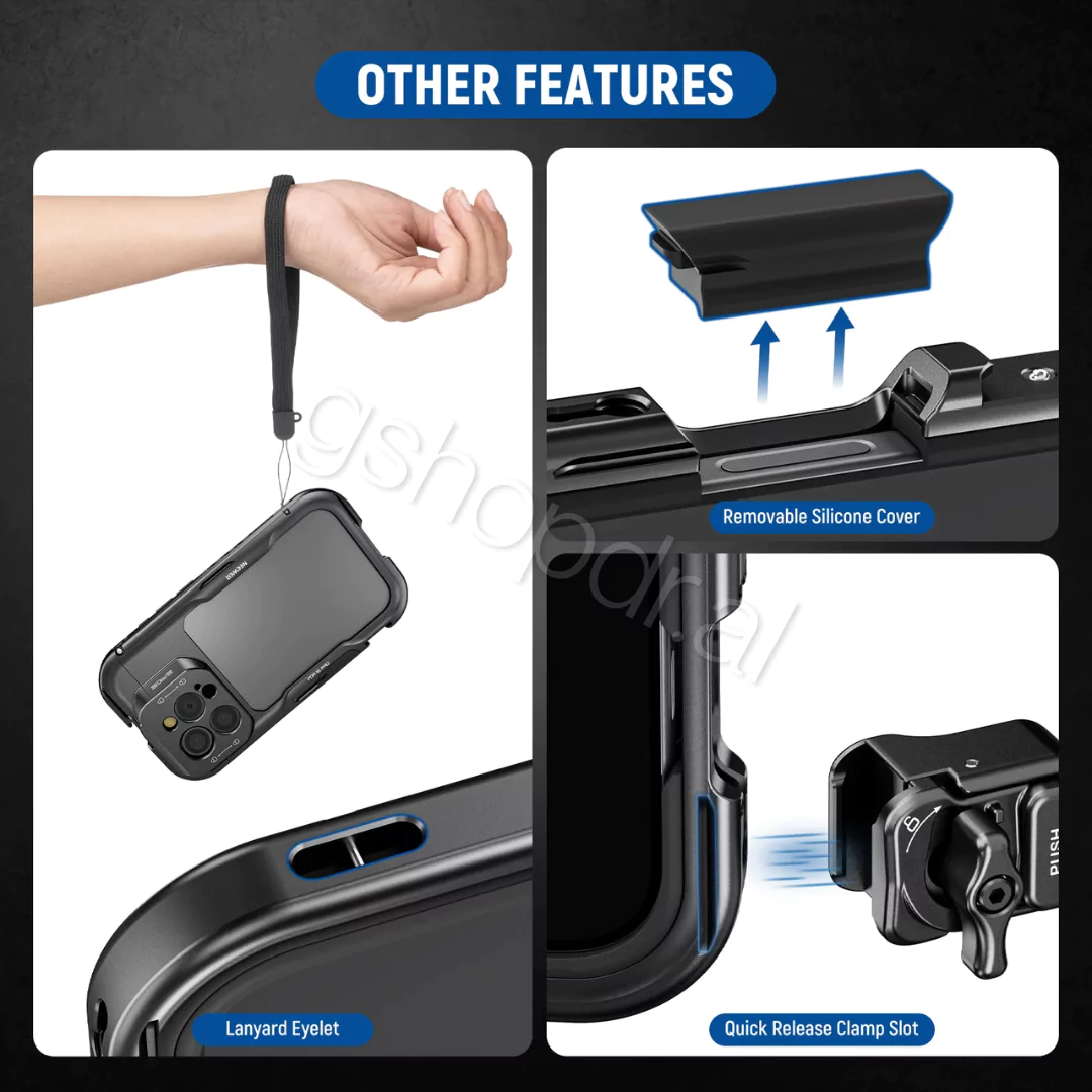 NEEWER PA074 Phone Cage Compatible with iPhone 16 Pro Max (7) NEEWER PA074 Phone Cage Compatible with iPhone 16 Pro Max cmimi