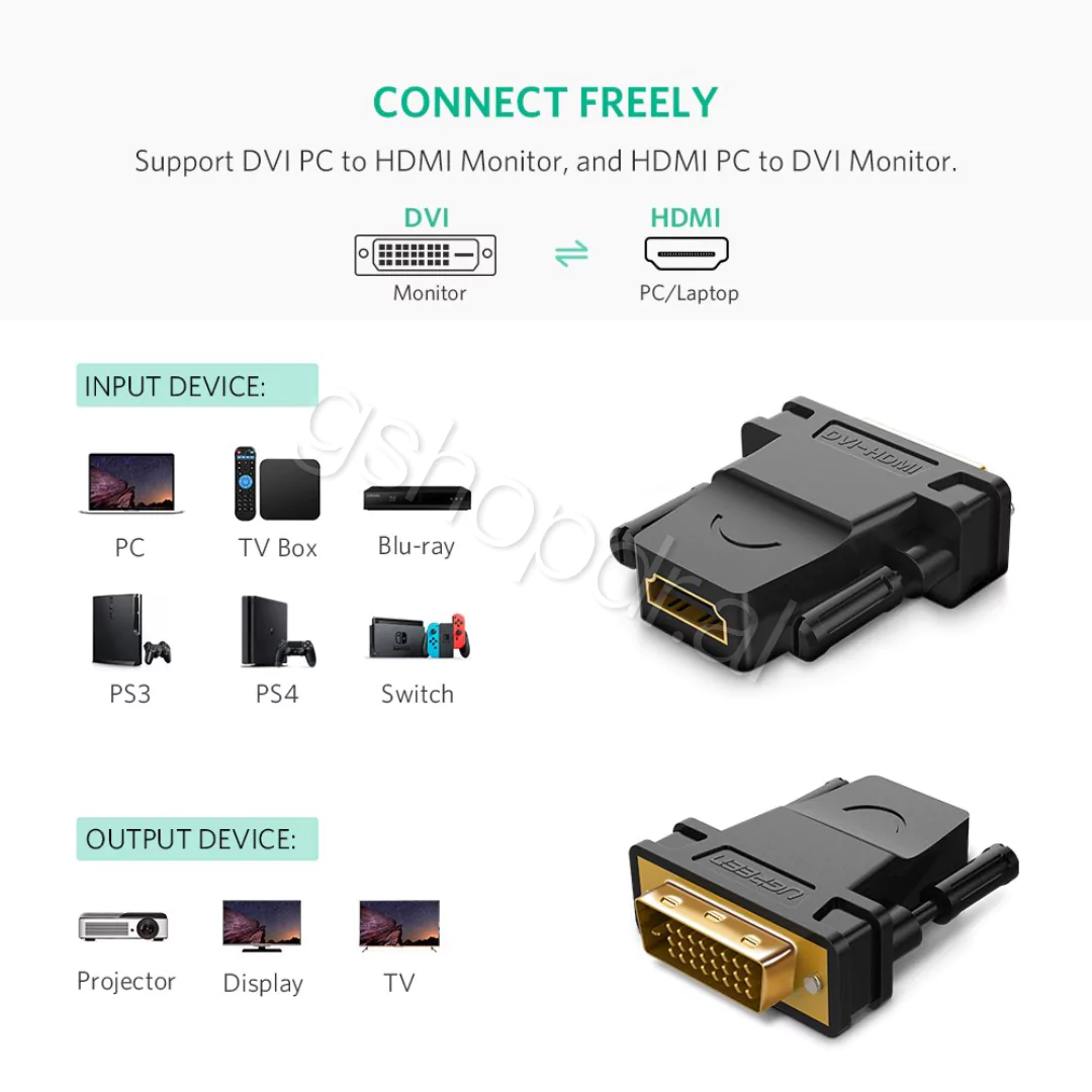 Adaptor UGREEN dvi 24+1 Mashkull në HDMI Femër 20124