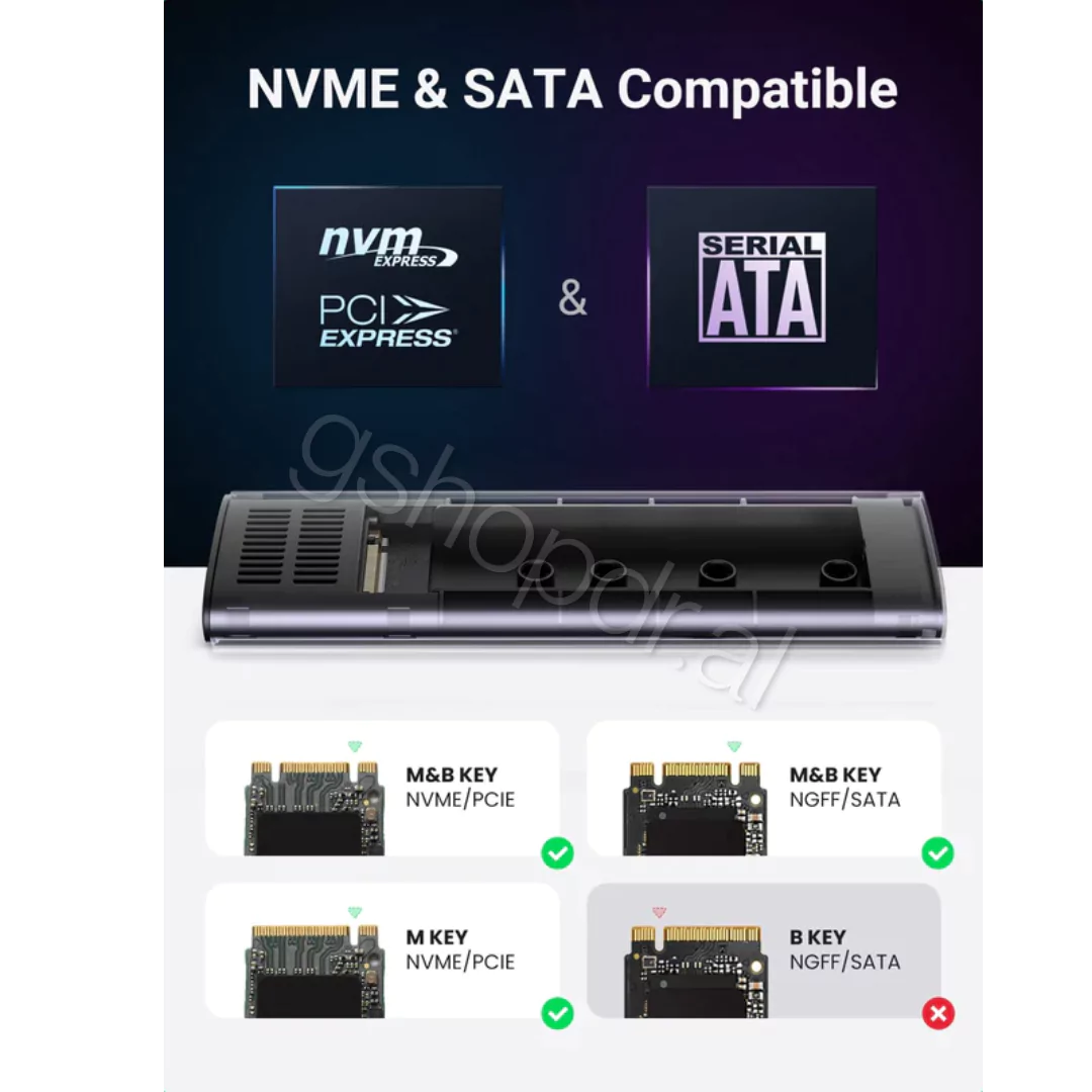 UGREEN 10Gbps M.2 NVMe SATA Enclosure cmimi