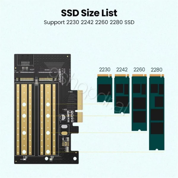 Ugreen M.2 SATA + M.2 NVMe to PCl-E 3.0 x 4 Expansion Card 70504 Tirane