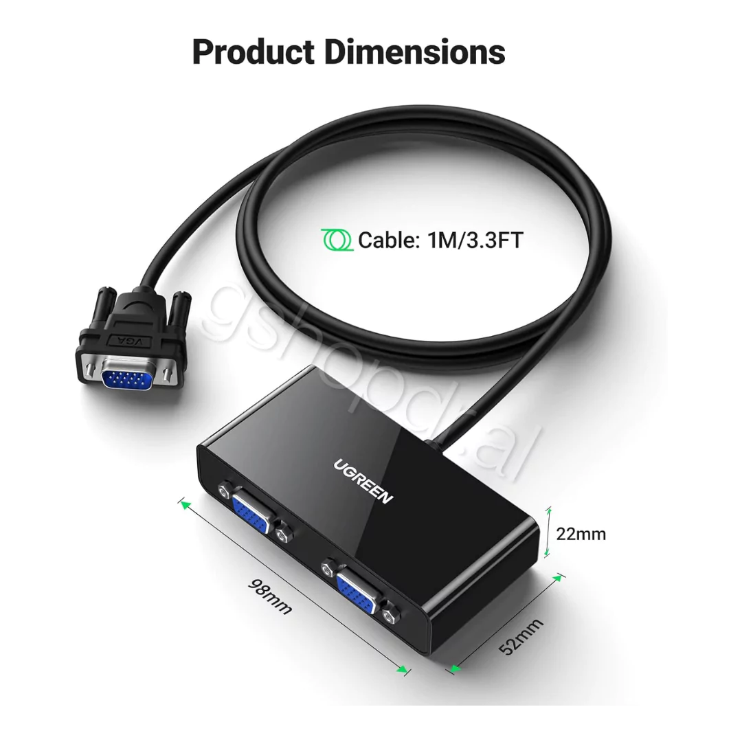 Ugreen VGA Splitter, VGA Male to 2 Female 20918 (6) VGA Mashkull ne 2 VGA femer Durres